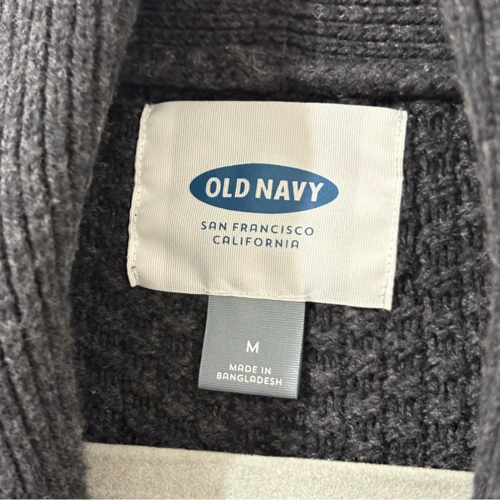 Old Navy Cotton Wool Blend Dark Gray Knit Sweater Cardigan Sz M - Picture 3 of 4